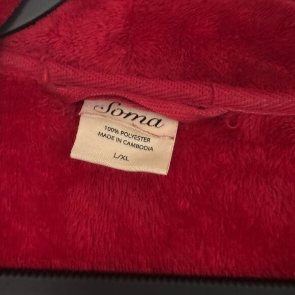 SOMA Luxurious Red Women's Plush LONG Robe - Picture 6 of 6